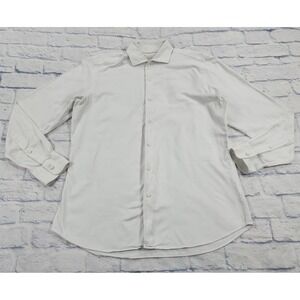 Luca Faloni MENS 17.5 44 Oxford Cotton Long Sleeve Shirt White Casual Slim